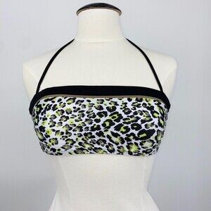 Soluna Swim Bikini Top Medium Bandeau Halter Animal Print NEW bathing suit